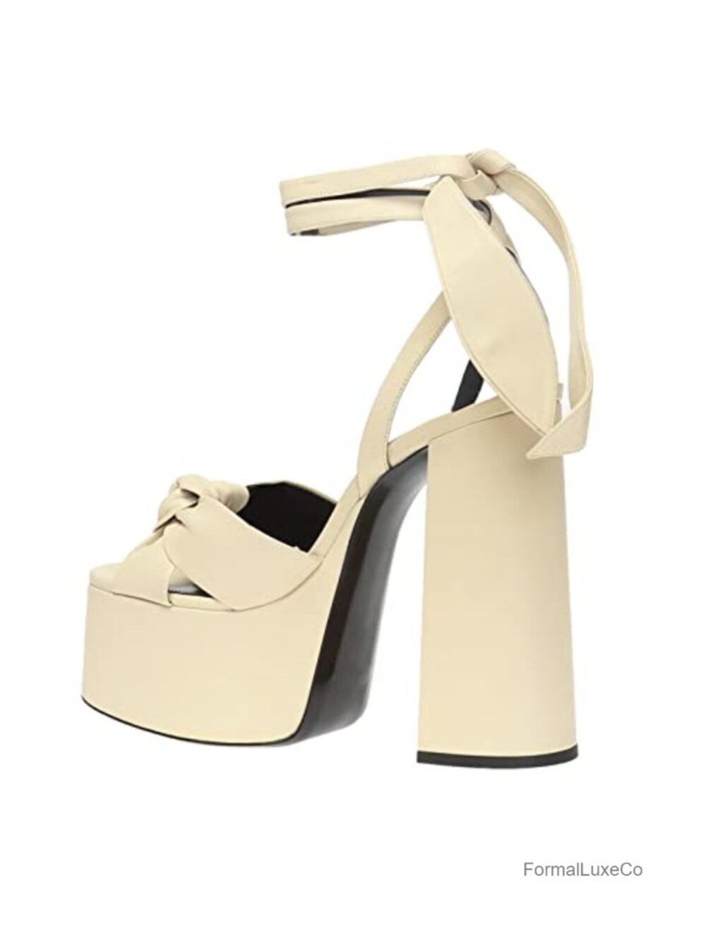 Metallic Lace Up Chunky Heel Platform Heels Slingback Ankle Strap Bow Fashion - Picture 3 of 6